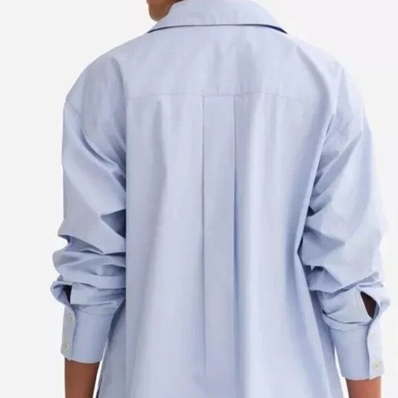 MATE THE LABEL 100% Organic Cotton Poplin Button Down Shirt Long Sleeve S BLUE - Picture 3 of 6